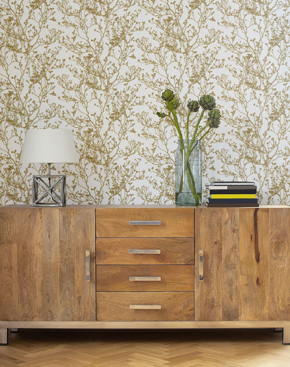 Обои Ronald Redding Handcrafted Naturals Budding Branch Silhouette HC7516 фото в интерьере